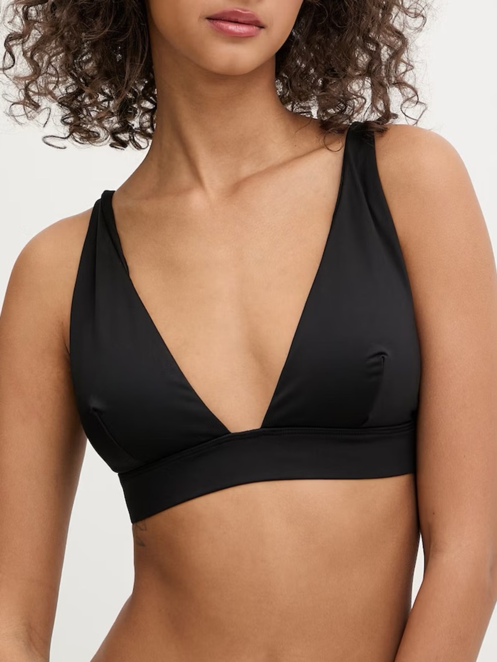 Lauren Ralph Lauren Banded Tall Bikini Top Black Deep V Size 8 NWT
